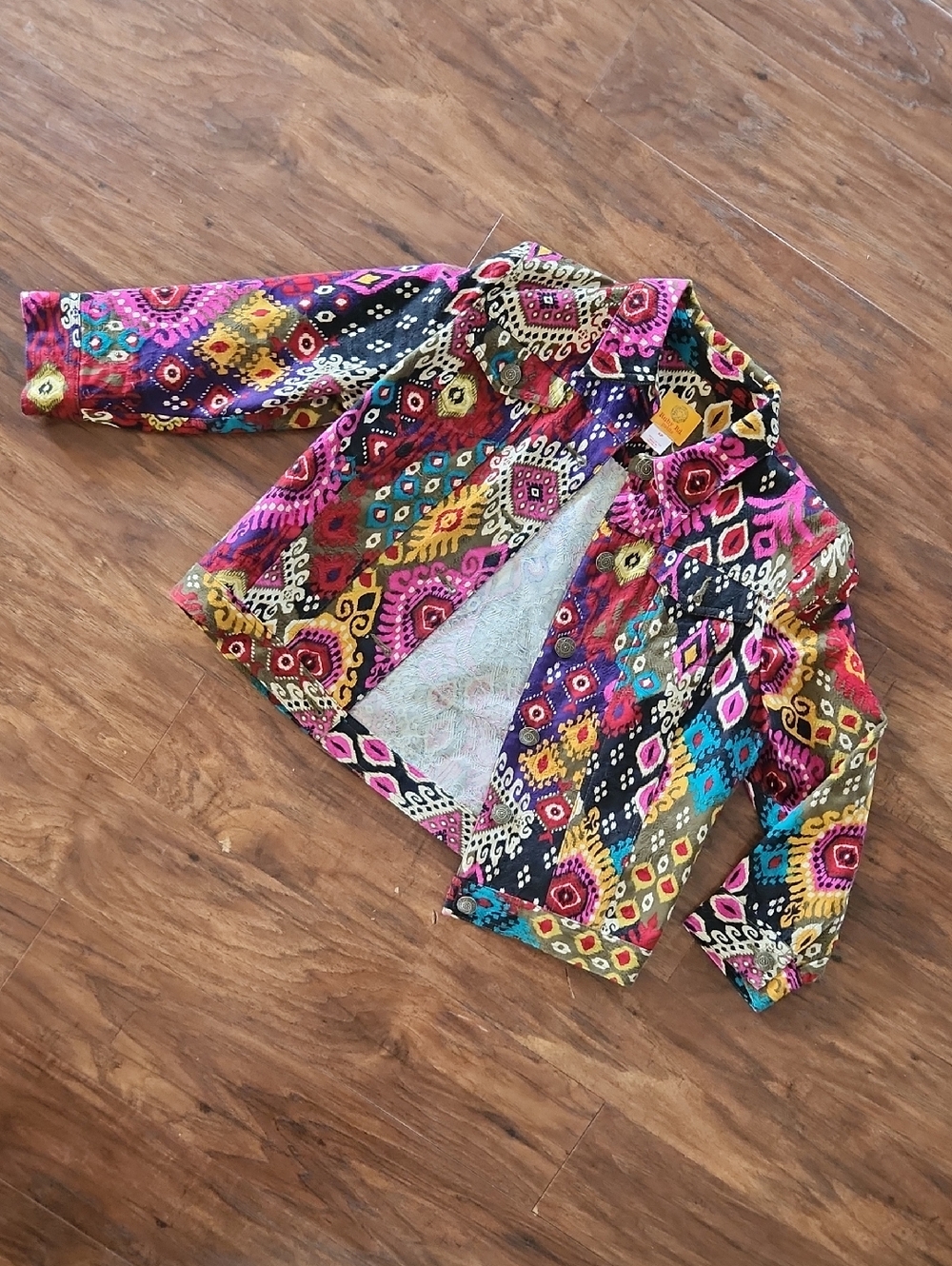 Ruby Rd. Petite Mixed Print Jacket with Yellow Label - Picture 3 of 8
